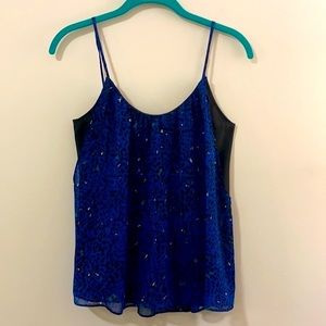 AQUA by Bloomingdale's Blue Cheetah Print Top